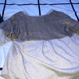 Half Gold glitter quarter sleeve top
